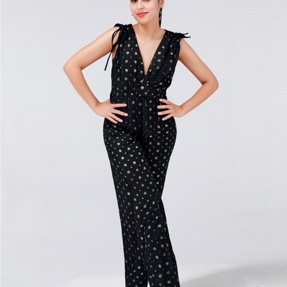 Elegant Black and Gold Jumpsuit
